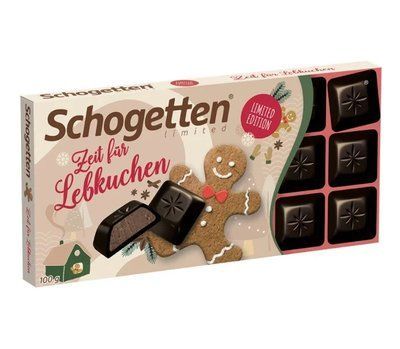 Чёрный шоколад Schogetten Gingerbread с имбирными пряниками 100 грамм Германия 1540463057 фото
