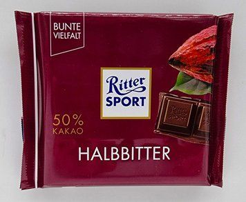 Темний шоколад Ritter Sport Halbbitter 50% какао 100 г Німеччина 0562 фото