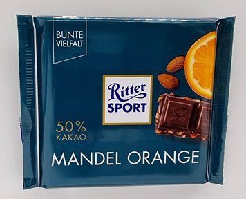 Чорний шоколад Ritter Sport Mandel Orange 50% какао 100 г Німеччина 0557 фото