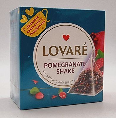 Чорний і зелений чай Lovare &laquo;Гранатовий шейк&raquo; у пірамідках 15х2г 0209 фото