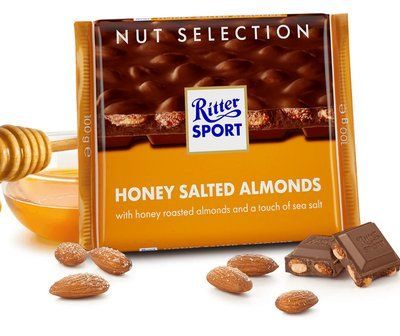 Молочний шоколад Ritter Sport Honig-salz-mandel Мед, сіль і мигдаль 100 г Німеччина 561 фото