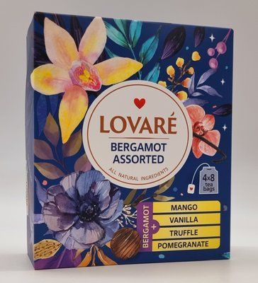 Ассорти из чёрного чая с бергамотом Lovare 32 пакетика(4х8) 0200 фото