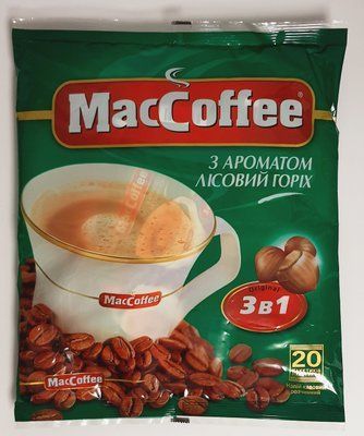 Кофе "MacCoffee" Маккофе 3в1 с ароматом "Лесной орех" 20 стиков 0023 фото