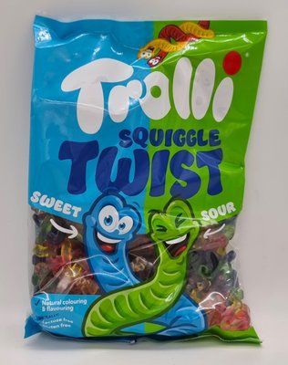 Желейні цукерки Trolli Squiggle Twist кисло-солодкі черв'ячки 1000г, Німеччина 439 фото