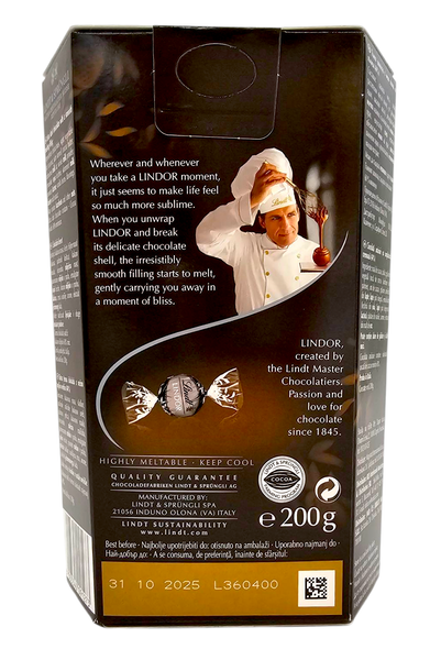 Конфеты Lindt Lindor Extra Dark 60% какао 200 г Италия 5117 фото