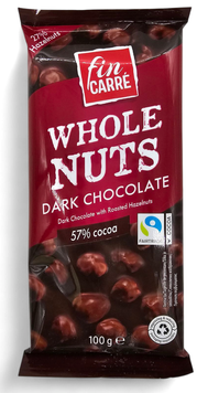 Чёрный шоколад Fin Carre Whole Nuts с цільними лісовими горіхами 100г 5180 фото