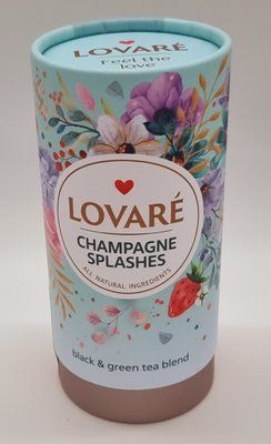 Черный и зеленый чай Lovare Splashes of Champagne с клубникой 80 грамм 0191 фото