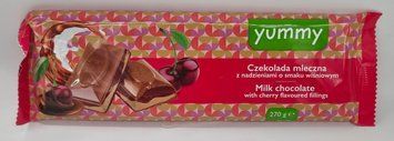 Молочний шоколад Yummy з нугою та вишневою начинкою 265г Польща 448 фото