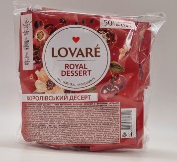 Суміш квіткового та фруктового чаю Lovare Royal Dessert зі шматочками фруктів 50 пакетиків 0198 фото